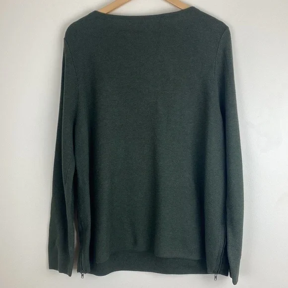 J.Jill Woman’s Large Sweater Olive Green Zipper Side Detail Boatneck - Picture 8 of 8